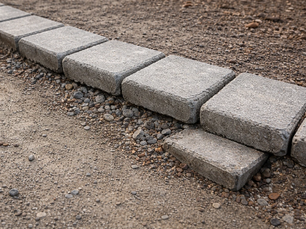 Close-up of uneven exterior edging with visible frost heave gaps and lifted stones ready to re-level