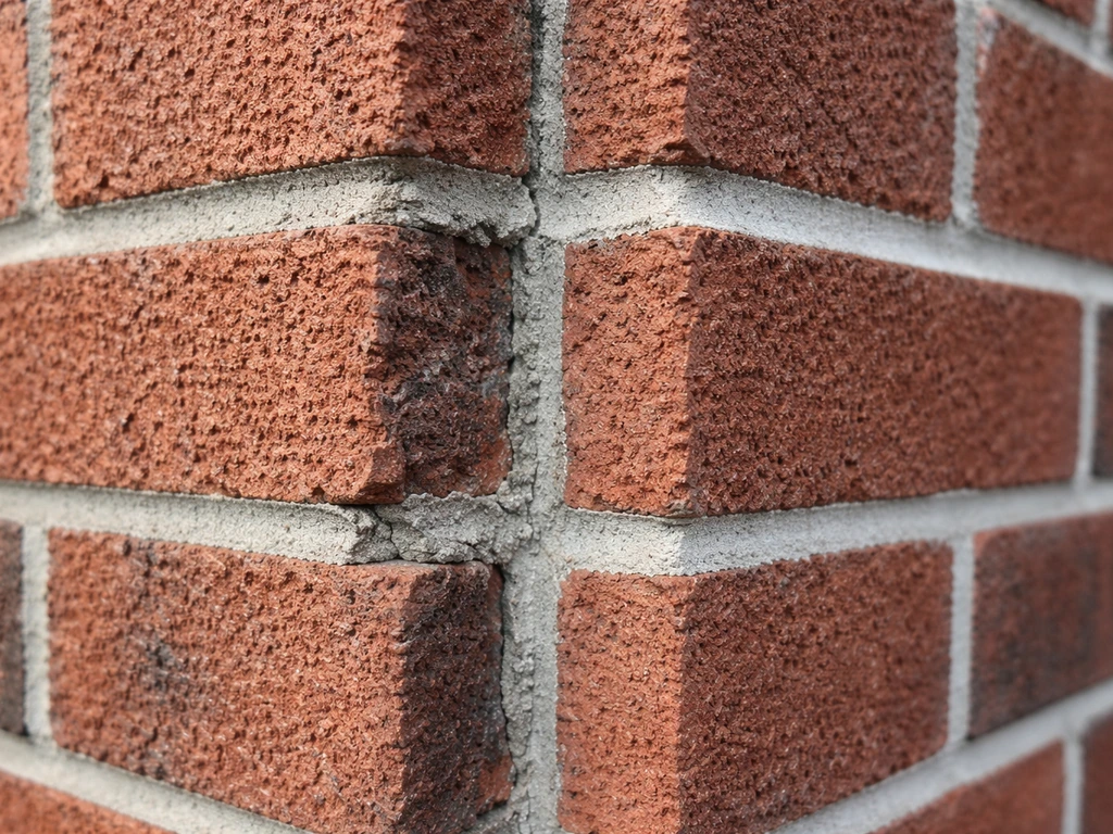 Close-up contrast of crumbling mortar joint beside a freshly repointed section on a brick wall.